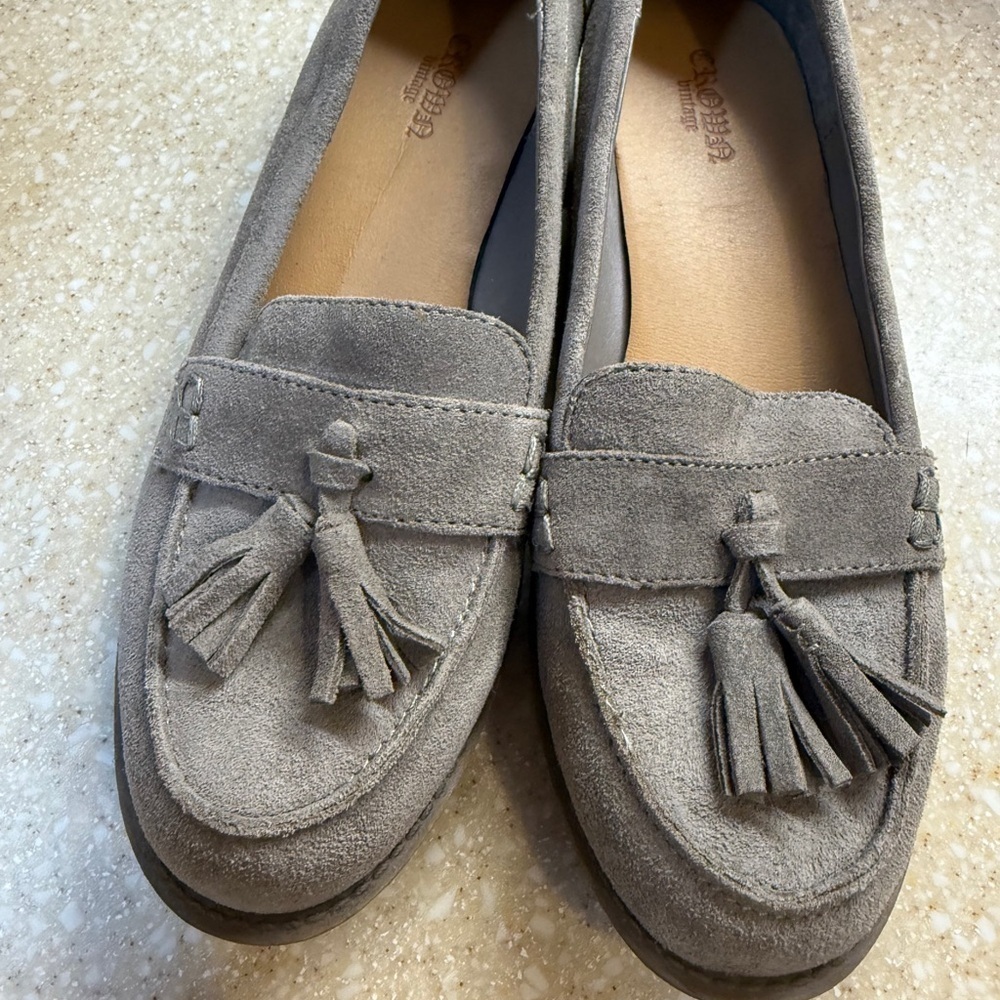 Crown Vintage Suede Gray Tassel Loafers Women’s Sz 7 - Picture 10 of 12